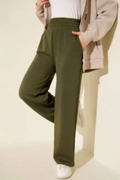 Alternative view of Wide Leg High Waist Elastic Pants Khaki