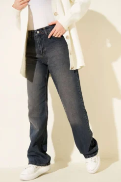 Wide Leg Denim Pants Brown