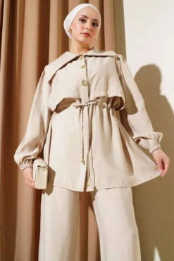 Alternative view of Bolero Detailed Bel Tulle Two-Piece Set Beige