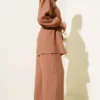 Bolero Detailed Bel Tulle Two-Piece Set Brown al por mayor clothing set view 3 - Hicabistan fábrica Turquía