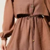 Bolero Detailed Bel Tulle Two-Piece Set Brown al por mayor clothing set view 4 - Hicabistan fábrica Turquía