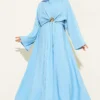 Bolero Detailed Dress with Gold Accessories Blue