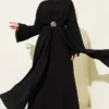 Bolero Detailed Dress with Gold Accessories Black