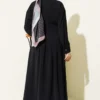 Button-Up Waist Tie Dress Black بالجملة dress view 3 - Hicabistan مصنع تركيا