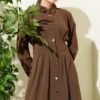 Button-Up Waist Tie Dress Mink wholesale dress - Hicabistan Turkey factory