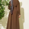 Button-Up Waist Tie Dress Mink wholesale dress view 3 - Hicabistan Turkey factory