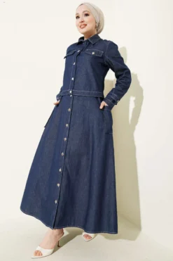 Denim Dress Set with Buttoned Jacket