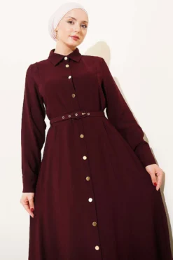 Alternative view of Buttoned Belted Tencel Dress Plum