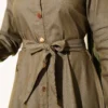 Buttoned Belted Denim Dress Khaki wholesale dress view 4 - Hicabistan Turkey factory
