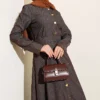 Buttoned Belted Denim Dress Brown all'ingrosso dress view 2 - Hicabistan fabbrica Turchia