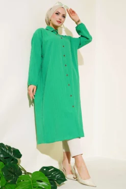 Alternative Ansicht von Long Tunic with Button Closure Green