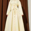 Buttoned Corset Detailed Dress Yellow