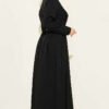 Buttoned Belted Dress with Trousers Black all'ingrosso dress view 3 - Hicabistan fabbrica Turchia