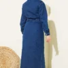 Denim Dress with Metal Buttons Blue al por mayor dress view 3 - Hicabistan fábrica Turquía