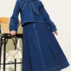 Blouse and Skirt Denim Set Navy Blue