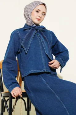 Alternative view of Blouse and Skirt Denim Set Navy Blue