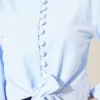 Brit Buttoned Tied Short Shirt Blue Großhandel shirt view 4 - Hicabistan Türkei Fabrik