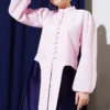 Brit Buttoned Tied Short Shirt Pink بالجملة shirt - Hicabistan مصنع تركيا
