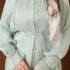Button Detail Rose Embellished Evening Shirt Mint Großhandel shirt view 4 - Hicabistan Türkei Fabrik