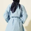 Brit Buttoned Mandarin Collar Poplin Shirt Blue بالجملة shirt view 3 - Hicabistan مصنع تركيا