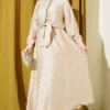 Brit Buttoned Cord Tied Skirt Set Beige