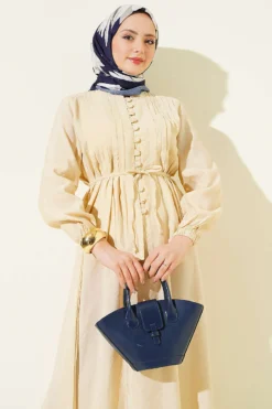 Alternative view of Brit Buttoned Pleated Skirt Set Beige