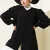 Brit Buttoned V-Neck Shirt Black