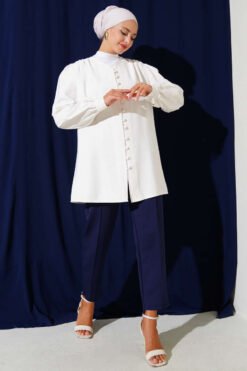 Alternatieve weergave van Brit Buttoned Tencel Shirt White