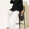 Lace Front Buttoned Shirt Black Großhandel shirt view 2 - Hicabistan Türkei Fabrik