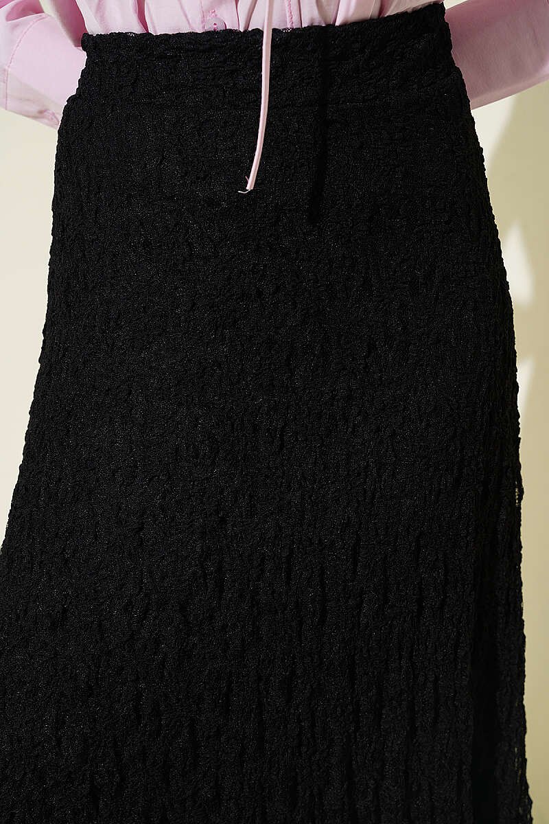 Ruffled Lace Tulle Skirt Black groothandel skirt view 4 - Hicabistan Turkije fabriek