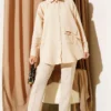 Pocket Detail Muslin Shirt Camel wholesale shirt view 2 - Hicabistan Turkey factory