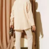 Pocket Detail Muslin Shirt Camel wholesale shirt view 3 - Hicabistan Turkey factory