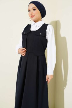 Alternative view of Pocket Detailed Jumper Dress Navy Blue