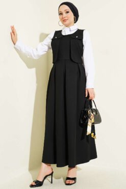 Pocket Detailed Jumper Dress Black