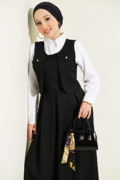 Alternative view of Pocket Detailed Jumper Dress Black
