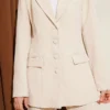 Blazer Jacket with Pocket Two-Piece Set Beige Großhandel clothing set view 4 - Hicabistan Türkei Fabrik