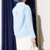 Pocket Flap Striped Short Shirt Baby Blue all'ingrosso shirt view 3 - Hicabistan fabbrica Turchia