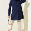 Pocket Stone Striped Shirt Navy Blue بالجملة shirt view 2 - Hicabistan مصنع تركيا