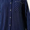 Pocket Stone Striped Shirt Navy Blue بالجملة shirt view 4 - Hicabistan مصنع تركيا