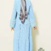 Pocket and Wrist Embroidered Crinkled Skirt Set Baby Blue en gros clothing set view 3 - Hicabistan usine Turquie