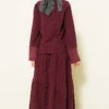 Pocket and Wrist Embroidered Crinkled Skirt Set Burgundy all'ingrosso clothing set view 3 - Hicabistan fabbrica Turchia