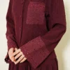 Pocket and Wrist Embroidered Crinkled Skirt Set Burgundy all'ingrosso clothing set view 4 - Hicabistan fabbrica Turchia