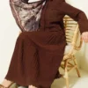 Pocket and Wrist Embroidered Crinkled Skirt Set Brown Großhandel clothing set - Hicabistan Türkei Fabrik