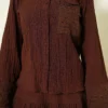 Pocket and Wrist Embroidered Crinkled Skirt Set Brown Großhandel clothing set view 4 - Hicabistan Türkei Fabrik