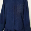 Pocket and Wrist Embroidered Crinkled Skirt Set Navy Blue all'ingrosso clothing set view 4 - Hicabistan fabbrica Turchia