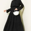 Pocket and Wrist Embroidered Crinkled Skirt Set Black all'ingrosso clothing set view 2 - Hicabistan fabbrica Turchia