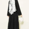 Pocket and Wrist Embroidered Crinkled Skirt Set Black all'ingrosso clothing set view 3 - Hicabistan fabbrica Turchia