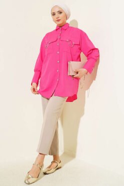 Vista alternativa de Shirt with Pocket and Cuff Chains Fuchsia