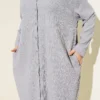 Pocket Tree Bark Long Loose Shirt Grey Großhandel shirt view 4 - Hicabistan Türkei Fabrik