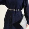 Pocket Tree Bark Long Loose Shirt Navy Blue groothandel shirt view 4 - Hicabistan Turkije fabriek